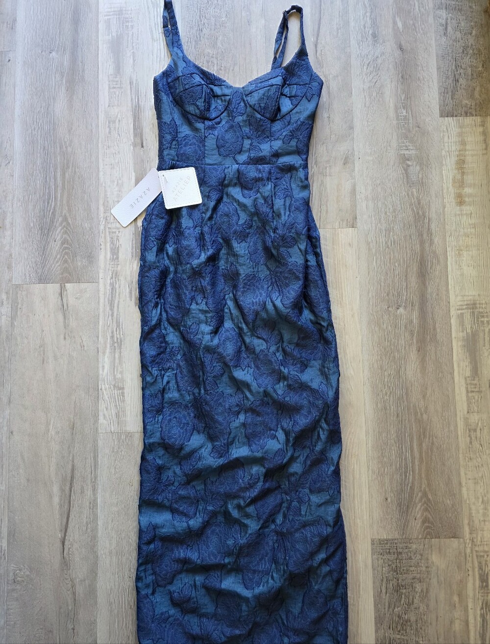 NWT Azazie Odette Dark Navy Maxi Dresd Size 0